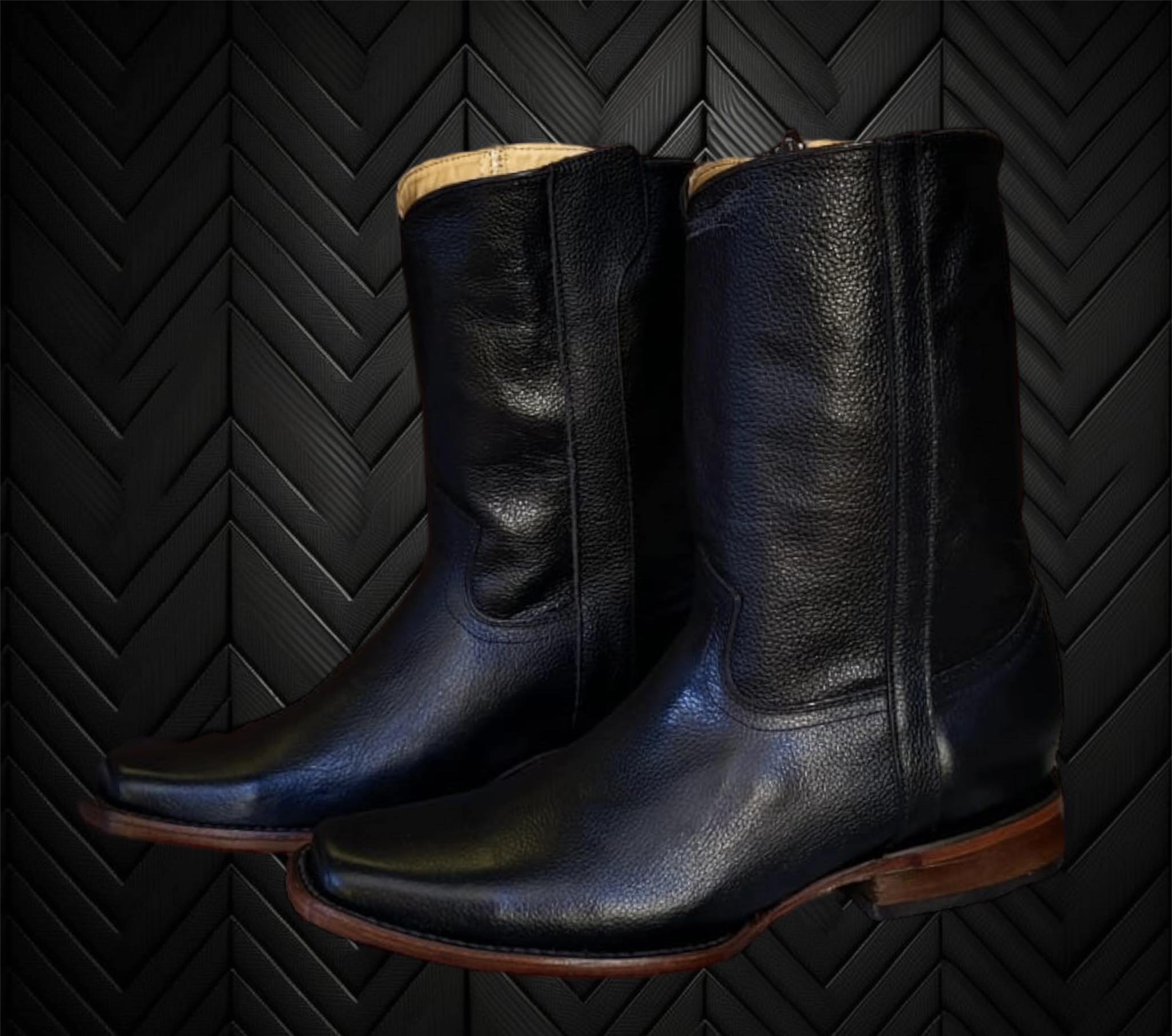 mens black boots with zipper